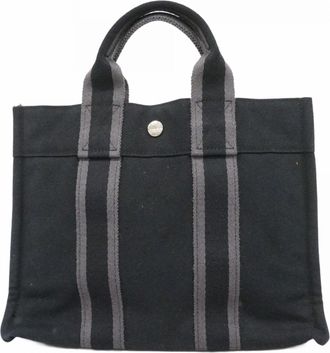 Herm&egrave;s Black Canvas Tote Bag (Pre-Owned)