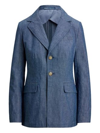 Polo Ralph Lauren single-breasted chambray blazer - women - Cotton/Polyester - 10 - Blue
