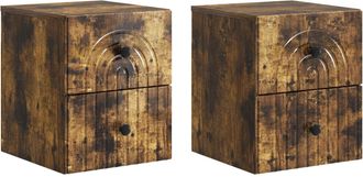 vidaXL Mesita De Noche De Pared 2 Uds. Roble Ahumado 33 X 34,5 X 40 Cm Vidaxl