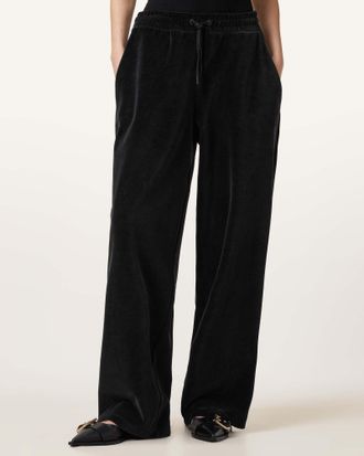 AllSaints Womens Cotton Vin Wide Leg Velvet Joggers, Size: M