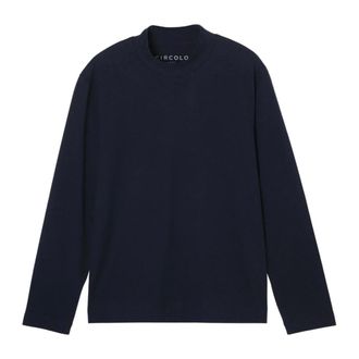 Circolo 1901 Cashmere Touch High Neck Long Sleeve T-Shirt - male - Circolo 1901 - Long Sleeve T-Shirts - Blue - 2XL - Tops