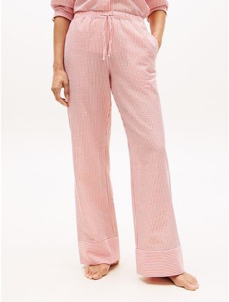 Tommy Hilfiger Womens Stripe Seersucker Sleep Pant - Ithaca Fireworks - L