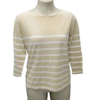 Kule Womens The Malibu Striped Shirt In Stone/white