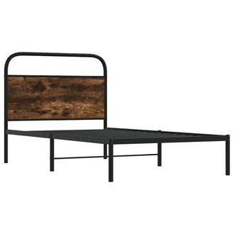 Berkfield Home Elegant Bed Frame Without Mattress 107x203 cm Smoked Oak Engineer in Brown
