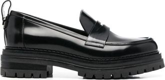 Sergio Rossi Loafers, female, Black, Size: 10 US Black Leather Slip-On Flat Shoes