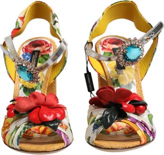 Dolce & Gabbana Multicolor Floral Crystal Embellished Sandals Mens Shoes