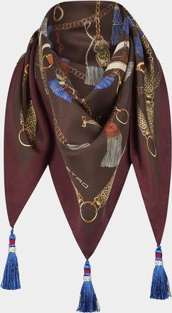 Etro Silk Twill Foulard Scarf with Tassels