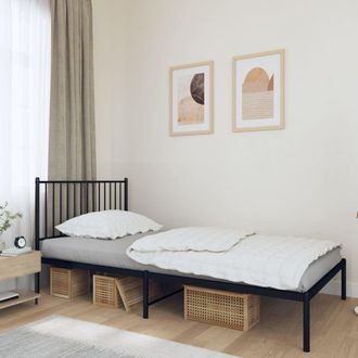 vidaXL Estructura Cama Sin Colch&oacute;n Con Cabecero Metal Negro 107x203 Cm Vidaxl
