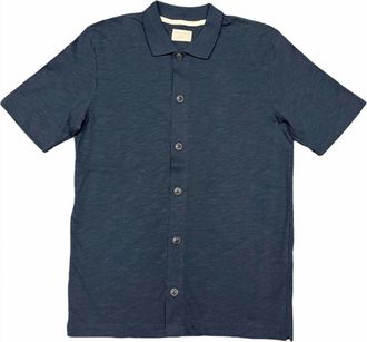 Selected Short Sleeve Polo Shirt In Dark Sapphire