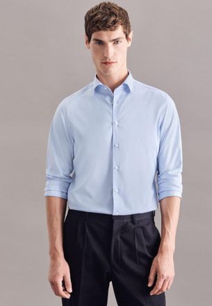 Seidensticker Businesshemd SEIDENSTICKER Schwarze Rose, Herren, Gr. L (41), normale &Auml;rmell&auml;ngen, blau (hellblau), 93% Polyester, 7% Elasthan, unifarben, skinny fit,