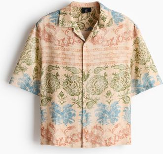 H&M Gemustertes Freizeithemd in Regular Fit - Mattbeige/Gebl&uuml;mt