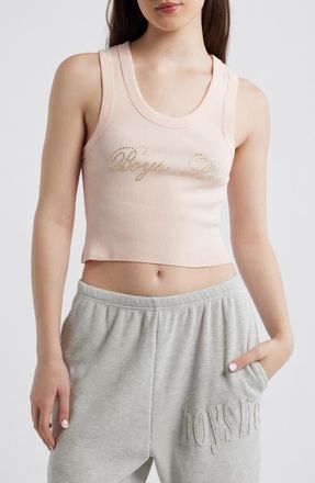 Boys Lie Boys Will Be Boys Embellished Cotton Crop Tank in Pink at Nordstrom, Size X-Small