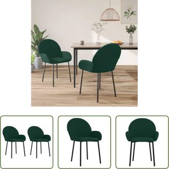 vidaXL Sedie in velluto - Sedie da Pranzo 2 pz Verde Scuro in Velluto