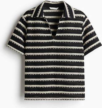 H&M Gestricktes Shirt mit Kragen - Schwarz
