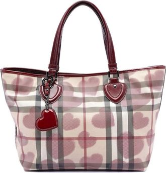 Burberry Pre-owned Tote Bags, female, Brown, Size: ONE SIZE Pre-owned Vintage Heart Check Tote Bag