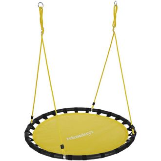 Relaxdays Relaxdays - Columpio Jard&iacute;n Redondo Ajustable Para Ni&ntilde;os Y Adultos, Hasta 100 Kg, Amarillo, &Oslash; 120 Cm