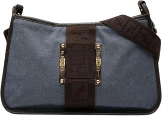 Fendi Pre-owned Vintage Crossbody Tas - Dames - Vintage Schoudertas - Blauw - ONE Size - Leer - Vintage