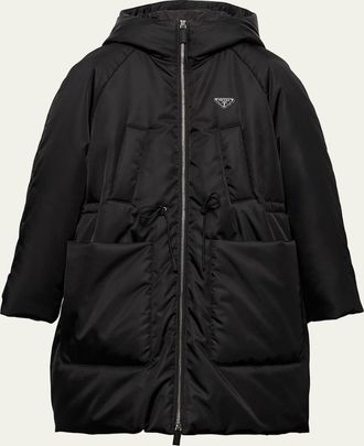 Prada Re-Nylon Hooded Down Coat