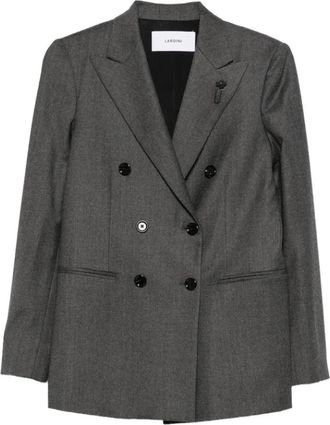 Lardini Dubbelrijige wollen jas - Dames - Blazers - Grijs - XL - Wol - Jassen
