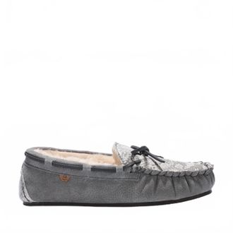 Lamofootwear Womens Britain Moc Ii Slipper In Grey Snake