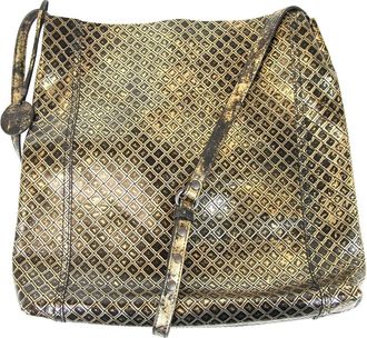 Bottega Veneta Gold / Black Leather Medium Intrecciomirage Messenger Bag