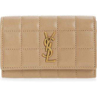 Saint Laurent Cassandre Quilted Leather Card Holder in Dark Toffee at Nordstrom