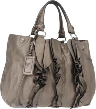 Prada Pre-owned Handbags, female, Gray, Size: ONE SIZE Pre-owned Vintage Leather Handbag