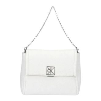 Calvin Klein Shoulder Bags, female, White, Size: ONE SIZE Emblem HW Pebble Crossbody 20