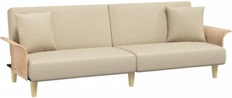 vidaXL Sof&aacute; Cama Con Reposabrazos Tela Color Crema Vidaxl