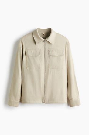 H&M Regular Fit Linen-blend Overshirt in Light Beige at Nordstrom, Size X-Large