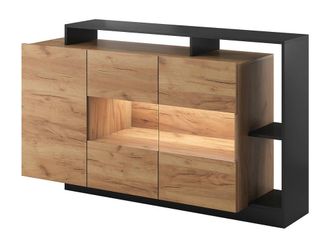 Vente-Unique Sideboard With 3 Doors & 3 Recesses With Leds - Colours: Light in Grey