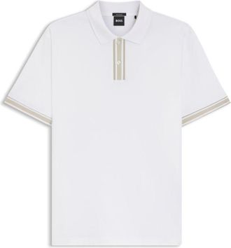 BOSS Striped-trim polo shirt in mercerised cotton