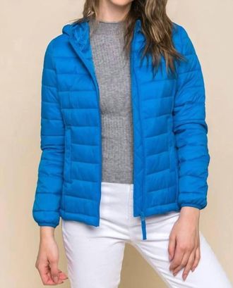 Love Tree Zip Up Puffer Jacket In Blue