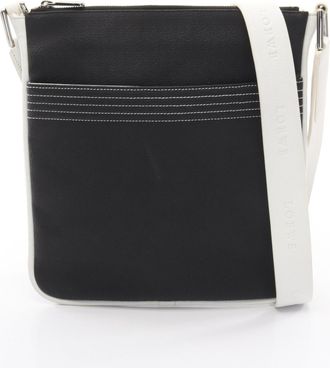 Loewe Black White Coated Canvas Leather Handbag Shoulder Bag (Pre-Owned)