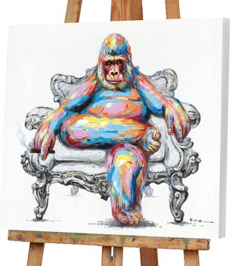 Schubiger M&ouml;bel Bild Bunter Gorilla im Sessel 2
