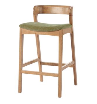 Moloo Taburete de bar de roble macizo y tejido Bliss Verde