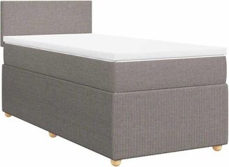 vidaXL Cama Box Spring Con Colch&oacute;n Tela Gris Taupe 90x200 Cm Vidaxl