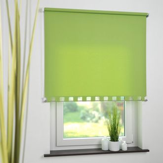 Liedeco Seitenzugrollo Lichtschutz mit Bohren Volantrollo - eckiger Volant, Fixmass