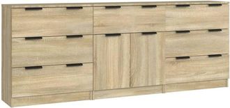 vidaXL Aparador de 3 piezas madera contrachapada color roble Sonoma Vidaxl