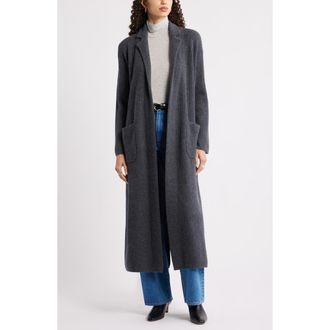 Nordstrom Wool & Cashmere Longline Cardigan in Grey Dark Charcoal Heather at Nordstrom Rack, Size X-Small