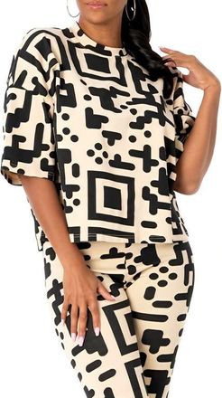 Dai Moda Print Oversized T-Shirt in Cream at Nordstrom, Size X-Large