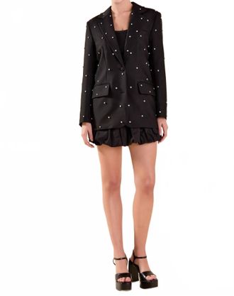 English Factory Darlin Rhinestone Blazer In Black