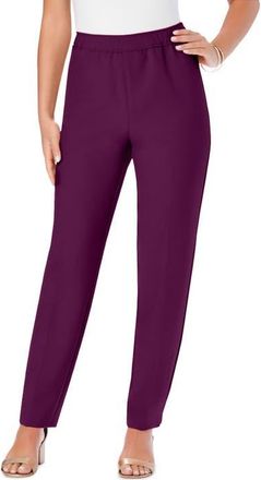 Roaman's Plus Size Classic Bend Over Structured Straight Leg Pull-On Pant in Dark Berry at Nordstrom, Size 42Short