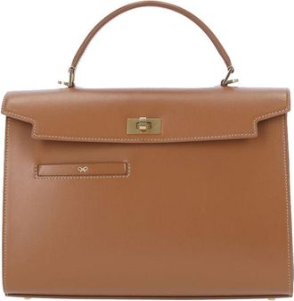 Anya Hindmarch Brown Mortimer Flap Leather Handbag