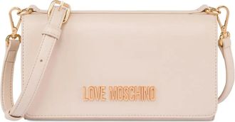 Love Moschino Borsa a spalla con applicazione logo - Toni neutri