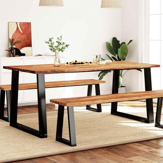 vidaXL Vidaxl - Mesa De Comedor Con Borde Vivo Madera Maciza Acacia 180x90x75cm