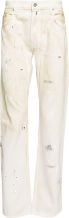 Helmut Lang painted low-rise jeans - men - Cotton/Cotton/Polyester - 30 - Neutrals
