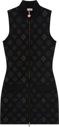 Casablanca monogram-patterned dress - women - Viscose/Polyester/Polyamide - M - Black