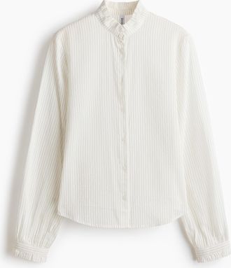 H&M Bluse mit Volantkragen - White