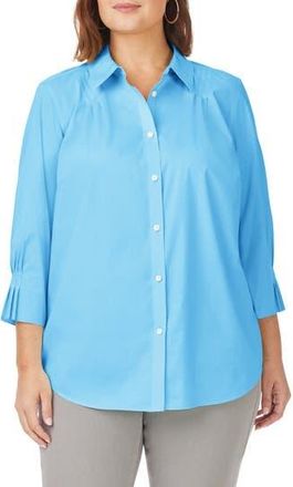 Foxcroft Paulie Button-Up Shirt in Baltic Blue at Nordstrom Rack, Size 14W